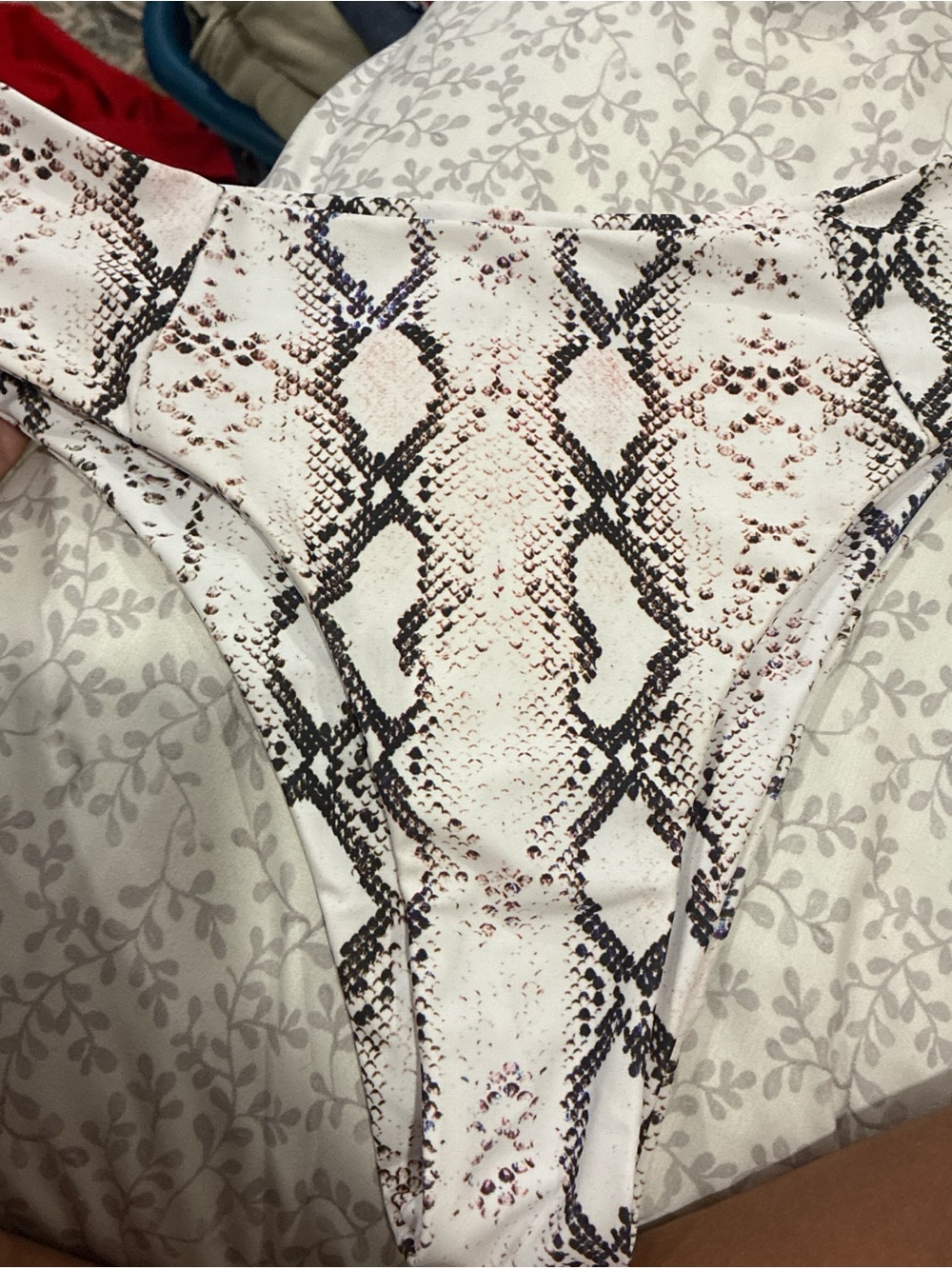 SHEIN White and Black Snakeskin Print Bikini Bottom